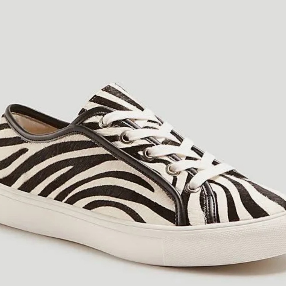 Ann Taylor Zebra Print Dyed Calf Hair Sneakers 5 1/2 - Picture 2 of 10